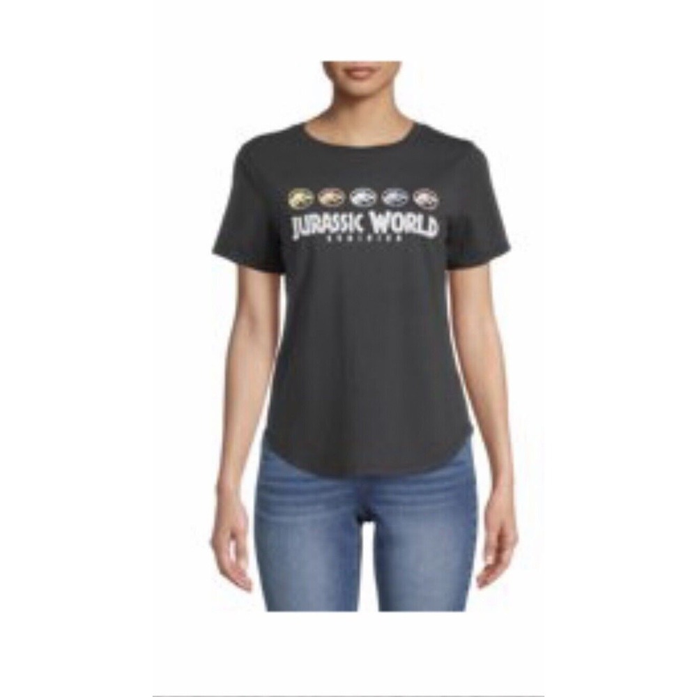 Jurassic World Dominion T-Shirt Womens XL Black Stretch Short Sleeve